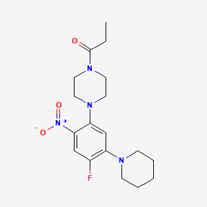 molecular formula C18H25FN4O3 B5174716 1-[4-fluoro-2-nitro-5-(1-piperidinyl)phenyl]-4-propionylpiperazine 