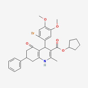 cyclopentyl 4-(2-bromo-4,5-dimethoxyphenyl)-2-methyl-5-oxo-7-phenyl-1,4,5,6,7,8-hexahydro-3-quinolinecarboxylate