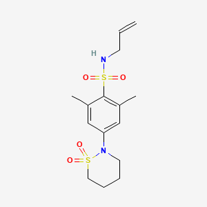 molecular formula C15H22N2O4S2 B5174833 N-allyl-4-(1,1-dioxido-1,2-thiazinan-2-yl)-2,6-dimethylbenzenesulfonamide 