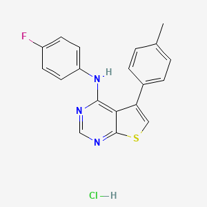 molecular formula C19H15ClFN3S B5174843 N-(4-fluorophenyl)-5-(4-methylphenyl)thieno[2,3-d]pyrimidin-4-amine hydrochloride 