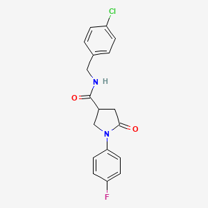 molecular formula C18H16ClFN2O2 B5174992 N-(4-chlorobenzyl)-1-(4-fluorophenyl)-5-oxo-3-pyrrolidinecarboxamide 