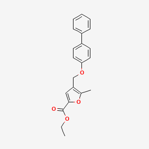 molecular formula C21H20O4 B5175043 ethyl 4-[(4-biphenylyloxy)methyl]-5-methyl-2-furoate 