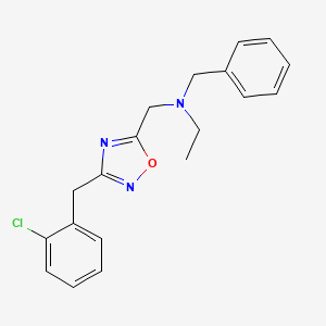 molecular formula C19H20ClN3O B5175099 N-benzyl-N-{[3-(2-chlorobenzyl)-1,2,4-oxadiazol-5-yl]methyl}ethanamine 