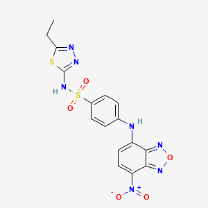 molecular formula C16H13N7O5S2 B5175103 N-(5-ethyl-1,3,4-thiadiazol-2-yl)-4-[(7-nitro-2,1,3-benzoxadiazol-4-yl)amino]benzenesulfonamide 