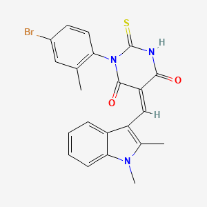 1-(4-bromo-2-methylphenyl)-5-[(1,2-dimethyl-1H-indol-3-yl)methylene]-2-thioxodihydro-4,6(1H,5H)-pyrimidinedione