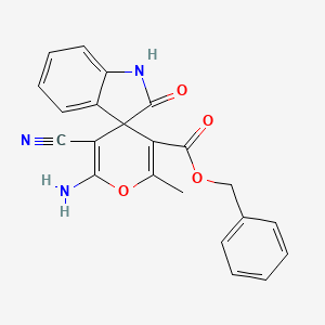 molecular formula C22H17N3O4 B5175137 benzyl 6'-amino-5'-cyano-2'-methyl-2-oxo-1,2-dihydrospiro[indole-3,4'-pyran]-3'-carboxylate 