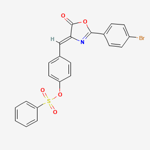 molecular formula C22H14BrNO5S B5175171 4-{[2-(4-bromophenyl)-5-oxo-1,3-oxazol-4(5H)-ylidene]methyl}phenyl benzenesulfonate 