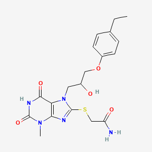 molecular formula C19H23N5O5S B5175225 2-({7-[3-(4-ethylphenoxy)-2-hydroxypropyl]-3-methyl-2,6-dioxo-2,3,6,7-tetrahydro-1H-purin-8-yl}thio)acetamide 