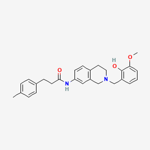 molecular formula C27H30N2O3 B5175321 N-[2-(2-hydroxy-3-methoxybenzyl)-1,2,3,4-tetrahydro-7-isoquinolinyl]-3-(4-methylphenyl)propanamide 