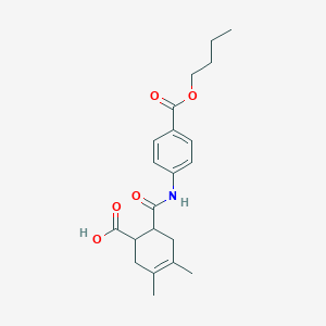 molecular formula C21H27NO5 B5175377 6-({[4-(butoxycarbonyl)phenyl]amino}carbonyl)-3,4-dimethyl-3-cyclohexene-1-carboxylic acid 