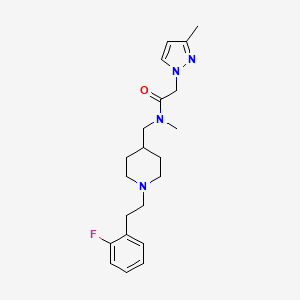 molecular formula C21H29FN4O B5175523 N-({1-[2-(2-fluorophenyl)ethyl]-4-piperidinyl}methyl)-N-methyl-2-(3-methyl-1H-pyrazol-1-yl)acetamide 