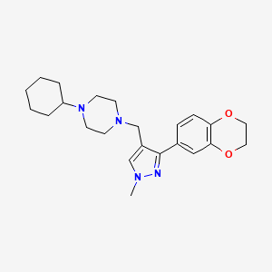 1-cyclohexyl-4-{[3-(2,3-dihydro-1,4-benzodioxin-6-yl)-1-methyl-1H-pyrazol-4-yl]methyl}piperazine