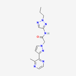 molecular formula C15H18N8O B5175566 2-[3-(3-methyl-2-pyrazinyl)-1H-pyrazol-1-yl]-N-(2-propyl-2H-1,2,3-triazol-4-yl)acetamide 