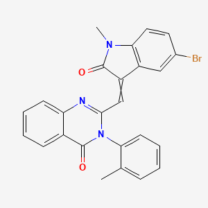 molecular formula C25H18BrN3O2 B5175574 2-[(5-bromo-1-methyl-2-oxo-1,2-dihydro-3H-indol-3-ylidene)methyl]-3-(2-methylphenyl)-4(3H)-quinazolinone 