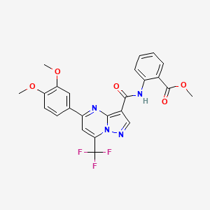 molecular formula C24H19F3N4O5 B5175598 methyl 2-({[5-(3,4-dimethoxyphenyl)-7-(trifluoromethyl)pyrazolo[1,5-a]pyrimidin-3-yl]carbonyl}amino)benzoate 