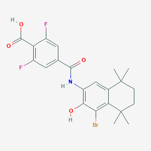 molecular formula C22H22BrF2NO4 B517562 4-[(4-Bromo-3-hydroxy-5,5,8,8-tetramethyl-6,7-dihydronaphthalen-2-yl)carbamoyl]-2,6-difluorobenzoic acid 