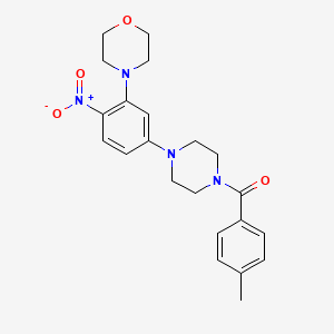 molecular formula C22H26N4O4 B5175630 4-{5-[4-(4-methylbenzoyl)-1-piperazinyl]-2-nitrophenyl}morpholine 