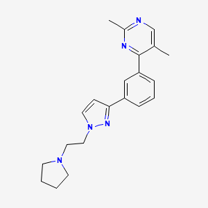 molecular formula C21H25N5 B5175646 2,5-dimethyl-4-(3-{1-[2-(1-pyrrolidinyl)ethyl]-1H-pyrazol-3-yl}phenyl)pyrimidine 