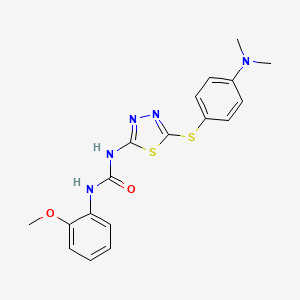 molecular formula C18H19N5O2S2 B5175696 N-(5-{[4-(dimethylamino)phenyl]thio}-1,3,4-thiadiazol-2-yl)-N'-(2-methoxyphenyl)urea 