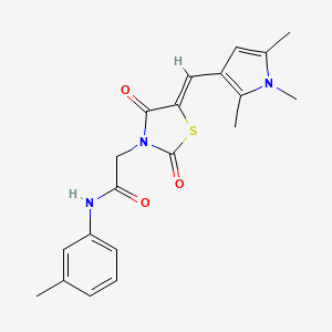 molecular formula C20H21N3O3S B5175753 2-{2,4-dioxo-5-[(1,2,5-trimethyl-1H-pyrrol-3-yl)methylene]-1,3-thiazolidin-3-yl}-N-(3-methylphenyl)acetamide 