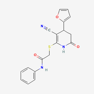 2-{[3-cyano-4-(2-furyl)-6-oxo-1,4,5,6-tetrahydro-2-pyridinyl]thio}-N-phenylacetamide