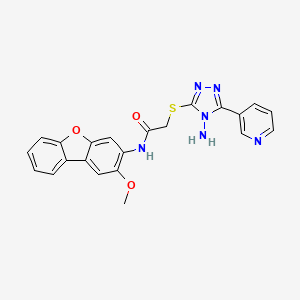 molecular formula C22H18N6O3S B5175807 2-{[4-amino-5-(3-pyridinyl)-4H-1,2,4-triazol-3-yl]thio}-N-(2-methoxydibenzo[b,d]furan-3-yl)acetamide 
