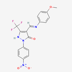 molecular formula C18H13F3N4O4 B5175810 4-{[(4-methoxyphenyl)amino]methylene}-2-(4-nitrophenyl)-5-(trifluoromethyl)-2,4-dihydro-3H-pyrazol-3-one 