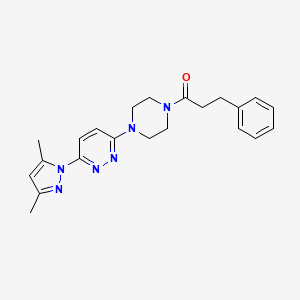 molecular formula C22H26N6O B5175820 3-(3,5-dimethyl-1H-pyrazol-1-yl)-6-[4-(3-phenylpropanoyl)-1-piperazinyl]pyridazine 