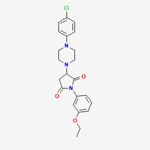 molecular formula C22H24ClN3O3 B5175848 3-[4-(4-chlorophenyl)-1-piperazinyl]-1-(3-ethoxyphenyl)-2,5-pyrrolidinedione 