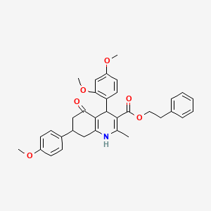 2-phenylethyl 4-(2,4-dimethoxyphenyl)-7-(4-methoxyphenyl)-2-methyl-5-oxo-1,4,5,6,7,8-hexahydro-3-quinolinecarboxylate