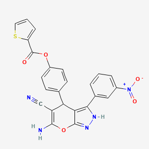 molecular formula C24H15N5O5S B5175888 4-[6-amino-5-cyano-3-(3-nitrophenyl)-1,4-dihydropyrano[2,3-c]pyrazol-4-yl]phenyl 2-thiophenecarboxylate 