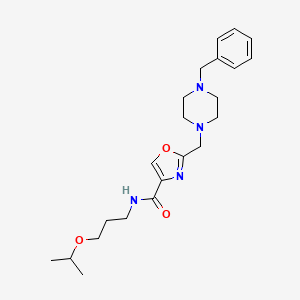 molecular formula C22H32N4O3 B5175951 2-[(4-benzyl-1-piperazinyl)methyl]-N-(3-isopropoxypropyl)-1,3-oxazole-4-carboxamide 