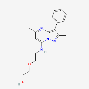 molecular formula C18H22N4O2 B5175962 2-{2-[(2,5-dimethyl-3-phenylpyrazolo[1,5-a]pyrimidin-7-yl)amino]ethoxy}ethanol 