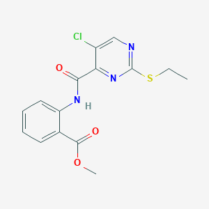 molecular formula C15H14ClN3O3S B5175964 methyl 2-({[5-chloro-2-(ethylthio)-4-pyrimidinyl]carbonyl}amino)benzoate 