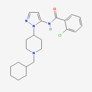 molecular formula C22H29ClN4O B5176093 2-chloro-N-{1-[1-(cyclohexylmethyl)-4-piperidinyl]-1H-pyrazol-5-yl}benzamide 