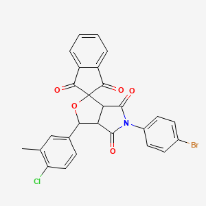 molecular formula C27H17BrClNO5 B5176158 5-(4-bromophenyl)-3-(4-chloro-3-methylphenyl)-3a,6a-dihydrospiro[furo[3,4-c]pyrrole-1,2'-indene]-1',3',4,6(3H,5H)-tetrone 