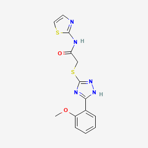 molecular formula C14H13N5O2S2 B5176173 2-{[5-(2-methoxyphenyl)-4H-1,2,4-triazol-3-yl]thio}-N-1,3-thiazol-2-ylacetamide 