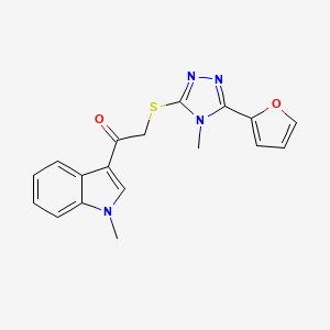 molecular formula C18H16N4O2S B5176226 2-{[5-(2-furyl)-4-methyl-4H-1,2,4-triazol-3-yl]thio}-1-(1-methyl-1H-indol-3-yl)ethanone 