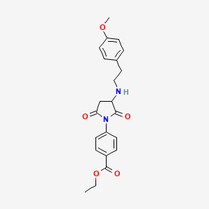molecular formula C22H24N2O5 B5176234 ethyl 4-(3-{[2-(4-methoxyphenyl)ethyl]amino}-2,5-dioxo-1-pyrrolidinyl)benzoate 