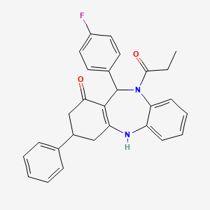 11-(4-fluorophenyl)-3-phenyl-10-propionyl-2,3,4,5,10,11-hexahydro-1H-dibenzo[b,e][1,4]diazepin-1-one