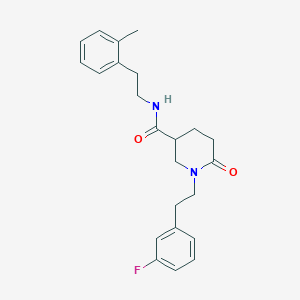 molecular formula C23H27FN2O2 B5176295 1-[2-(3-fluorophenyl)ethyl]-N-[2-(2-methylphenyl)ethyl]-6-oxo-3-piperidinecarboxamide 
