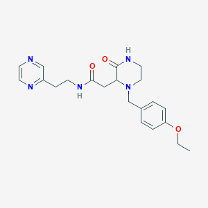 molecular formula C21H27N5O3 B5176301 2-[1-(4-ethoxybenzyl)-3-oxo-2-piperazinyl]-N-[2-(2-pyrazinyl)ethyl]acetamide 