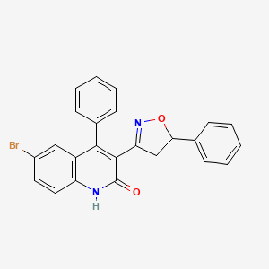 molecular formula C24H17BrN2O2 B5176347 6-bromo-4-phenyl-3-(5-phenyl-4,5-dihydro-3-isoxazolyl)-2(1H)-quinolinone 