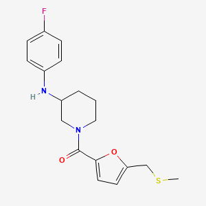 molecular formula C18H21FN2O2S B5176409 N-(4-fluorophenyl)-1-{5-[(methylthio)methyl]-2-furoyl}-3-piperidinamine 