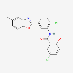 molecular formula C22H16Cl2N2O3 B5176427 5-chloro-N-[2-chloro-5-(5-methyl-1,3-benzoxazol-2-yl)phenyl]-2-methoxybenzamide 