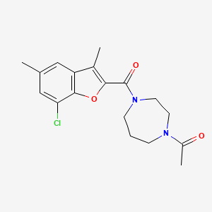 molecular formula C18H21ClN2O3 B5176430 1-acetyl-4-[(7-chloro-3,5-dimethyl-1-benzofuran-2-yl)carbonyl]-1,4-diazepane 