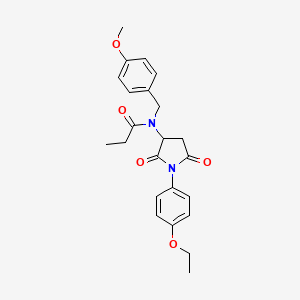 molecular formula C23H26N2O5 B5176439 N-[1-(4-ethoxyphenyl)-2,5-dioxo-3-pyrrolidinyl]-N-(4-methoxybenzyl)propanamide 