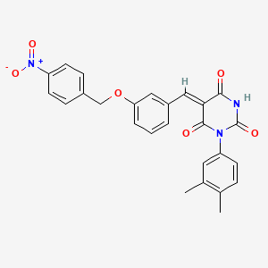 molecular formula C26H21N3O6 B5176497 1-(3,4-dimethylphenyl)-5-{3-[(4-nitrobenzyl)oxy]benzylidene}-2,4,6(1H,3H,5H)-pyrimidinetrione 