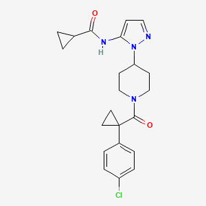 molecular formula C22H25ClN4O2 B5176508 N-[1-(1-{[1-(4-chlorophenyl)cyclopropyl]carbonyl}-4-piperidinyl)-1H-pyrazol-5-yl]cyclopropanecarboxamide 