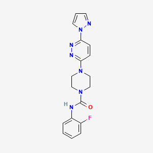 molecular formula C18H18FN7O B5176656 N-(2-fluorophenyl)-4-[6-(1H-pyrazol-1-yl)-3-pyridazinyl]-1-piperazinecarboxamide 